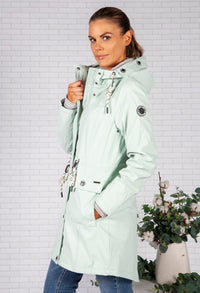 Turquoise Marine Raincoat with Soft Grey Lining