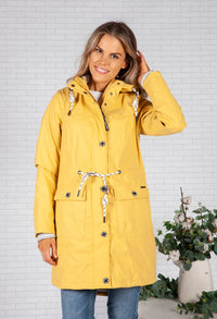 Summer Yellow Marine Rain Jacket with Soft Grey Lining