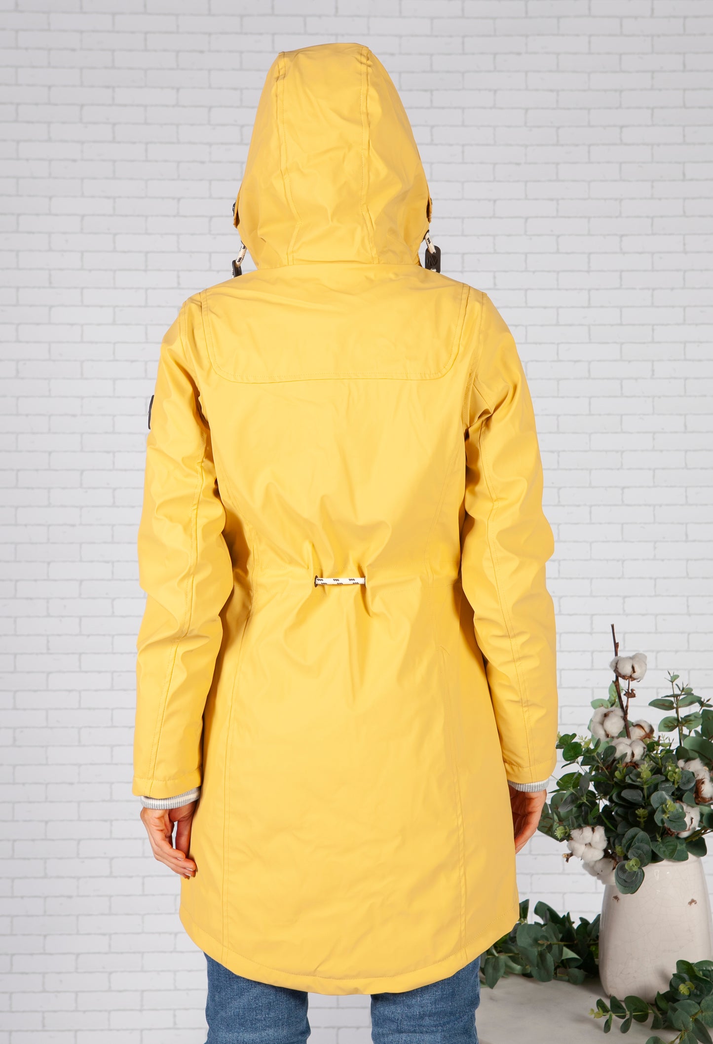 Summer Yellow Marine Rain Jacket with Soft Grey Lining