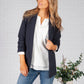 Navy Ruched Sleeve Blazer