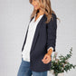 Navy Ruched Sleeve Blazer