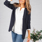 Navy Ruched Sleeve Blazer