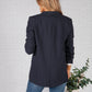 Navy Ruched Sleeve Blazer