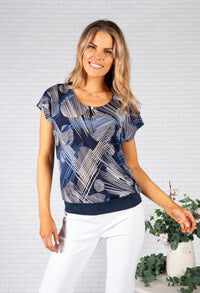 Abstract Circle Design Blouson Top