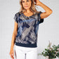 Abstract Circle Design Blouson Top