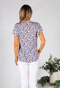 Ditsy Flower Tie Neck Detail Top