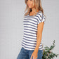 Navy Striped Top with Gold Button Details