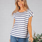 Navy Striped Top with Gold Button Details