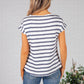 Navy Striped Top with Gold Button Details