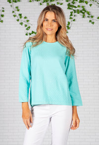 Turquoise Chevron Knit Top