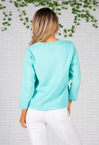 Turquoise Chevron Knit Top