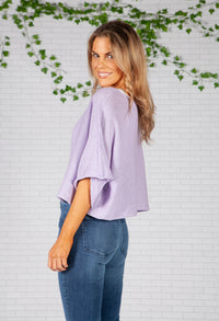 Lavender Lightweight Cropped Knit Pullover