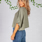 Moss Green Lightweight Cropped Knit Pullover