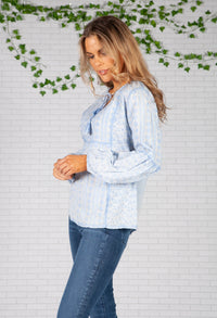 Baby Blue Floral broderie anglaise Blouse