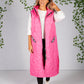 Hot Pink Long Quilted Gilet