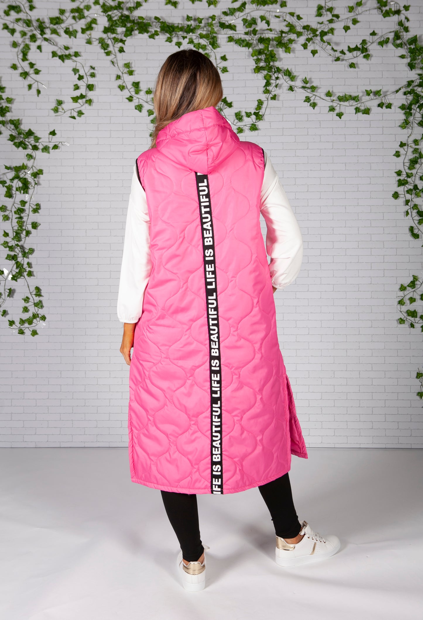 Hot Pink Long Quilted Gilet