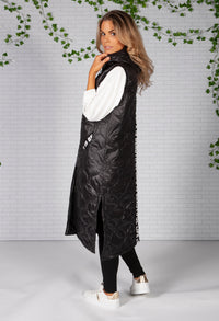 Black Long Quilted Gilet