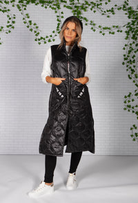 Black Long Quilted Gilet