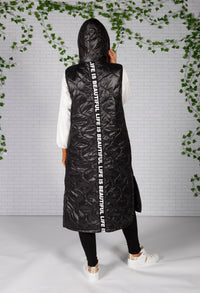 Black Long Quilted Gilet