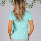 Turquoise Collarless Diamante Detail Top