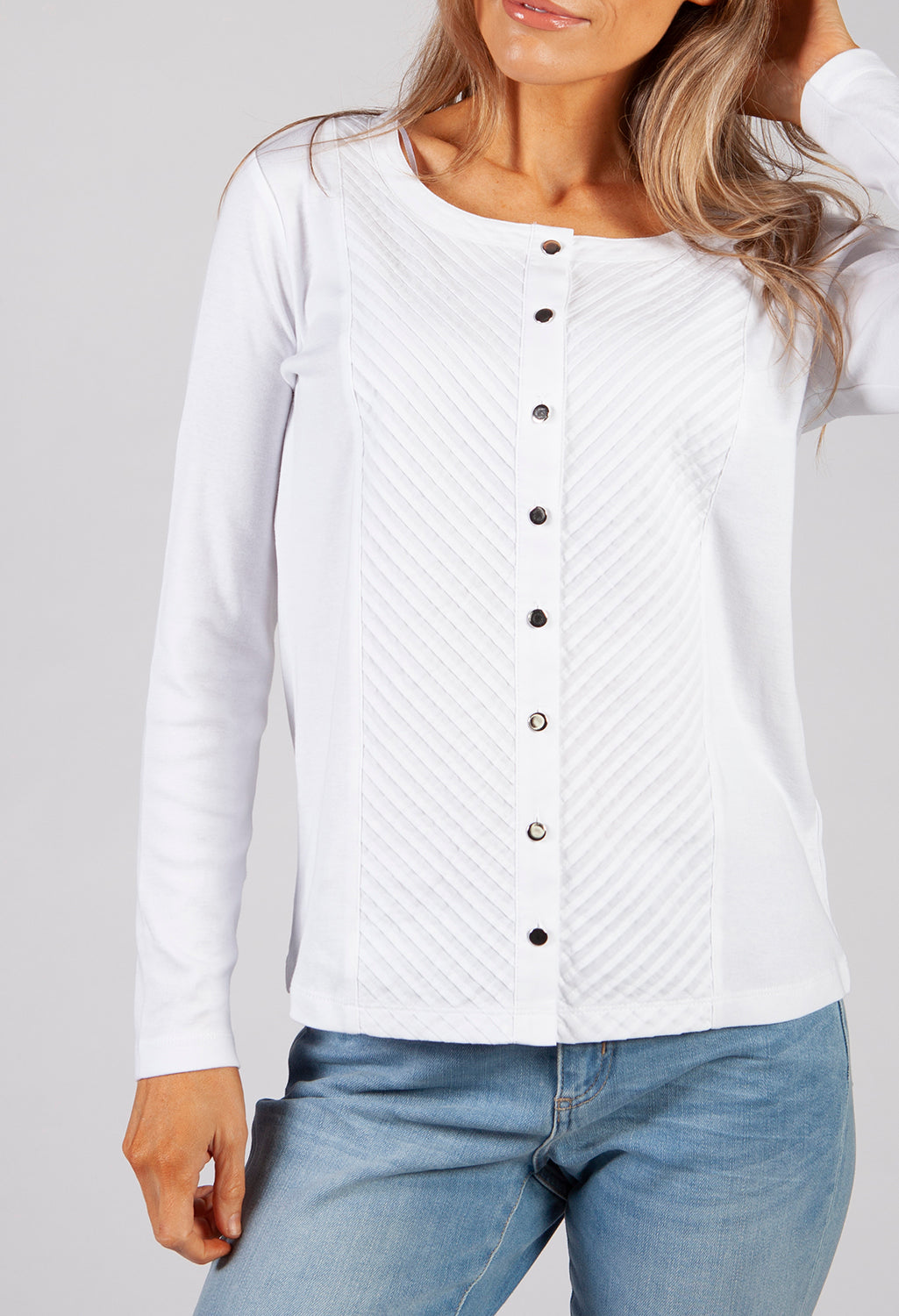 Pleated Front Panel White Button up