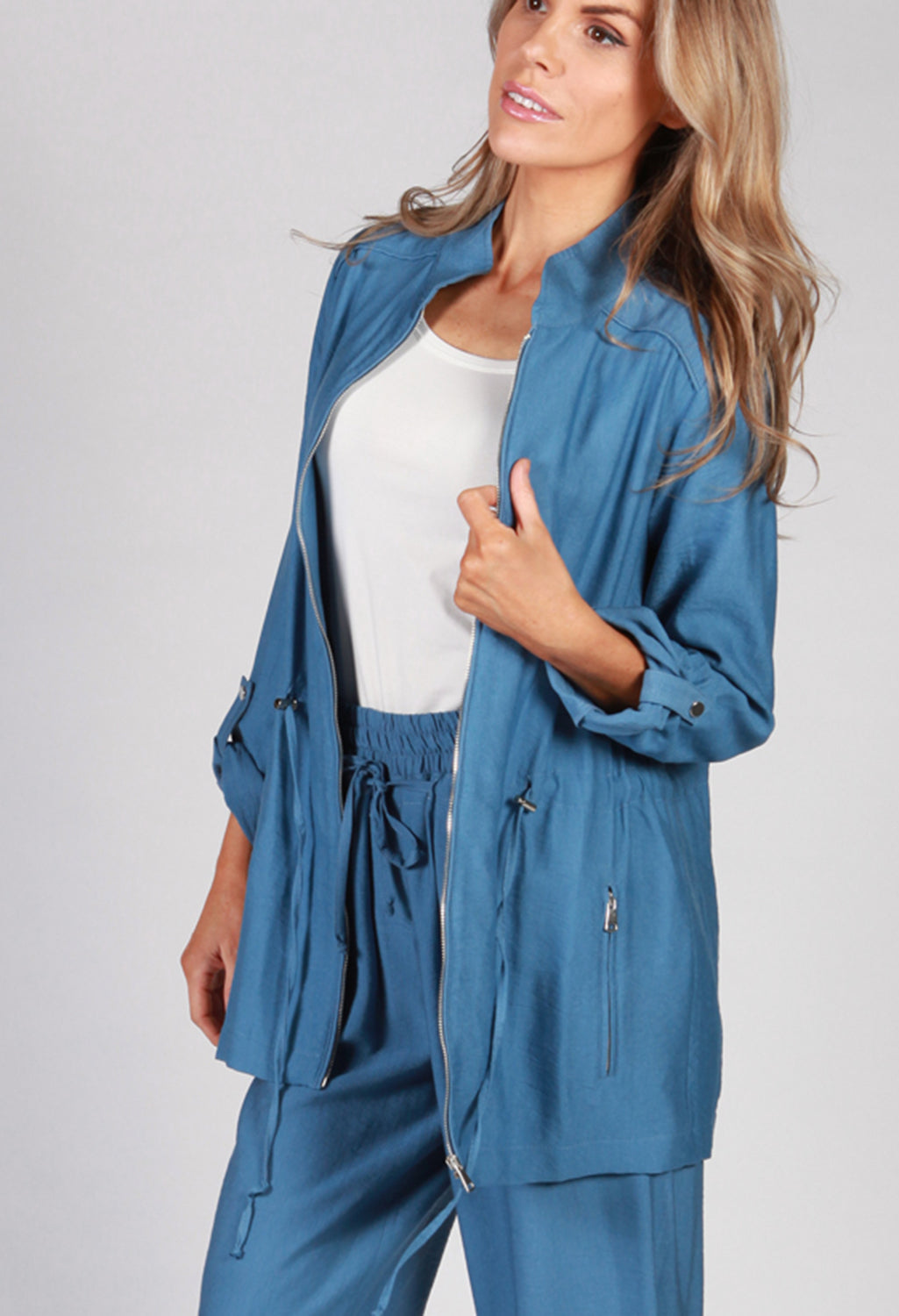 Denim Blue Draw String Blazer