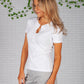 White Collarless Diamante Detail Top