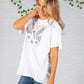 Leaf Print White T-Shirt