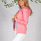 Bright Pink Knit Zip Up Hoodie