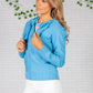 Bright Blue Knit Zip Up Hoodie