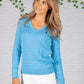 Blue Polo Cable Knit Pullover