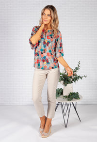 Honeycomb and Floral Design Top