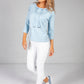 3/4 Sleeve Sweatshirt With Patch Pocket Detail in powder blue