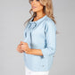 3/4 Sleeve Sweatshirt With Patch Pocket Detail in powder blue