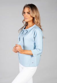 3/4 Sleeve Sweatshirt With Patch Pocket Detail in powder blue