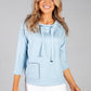 3/4 Sleeve Sweatshirt With Patch Pocket Detail in powder blue