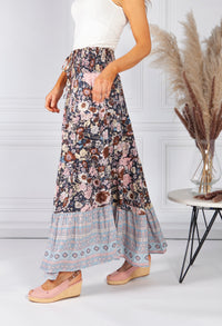 Vintage Tiered Floral Print Skirt