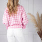 Pink Tied Hem Gingham Blouse