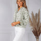 Light Green Tied Hem Gingham Blouse