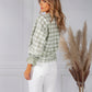 Light Green Tied Hem Gingham Blouse