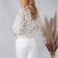 Beige Tied Hem Gingham Blouse