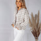 Beige Tied Hem Gingham Blouse