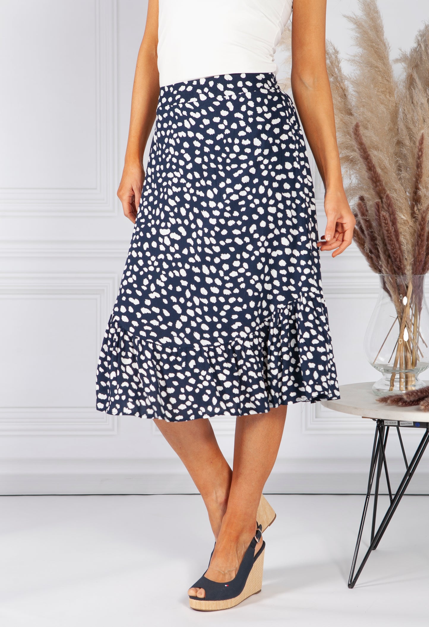 Navy Polka Dot Skirt-1