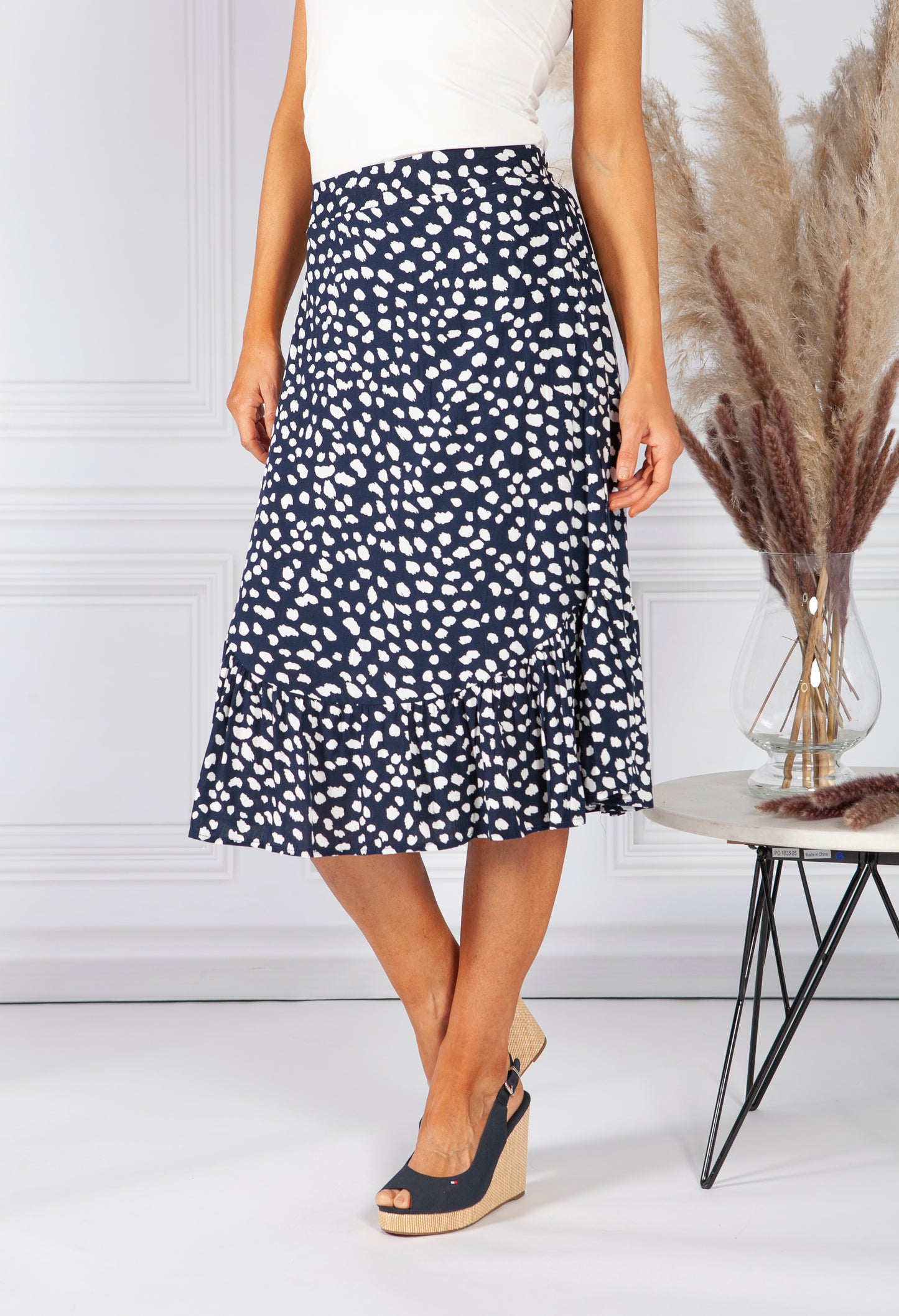 Navy Polka Dot Skirt-1