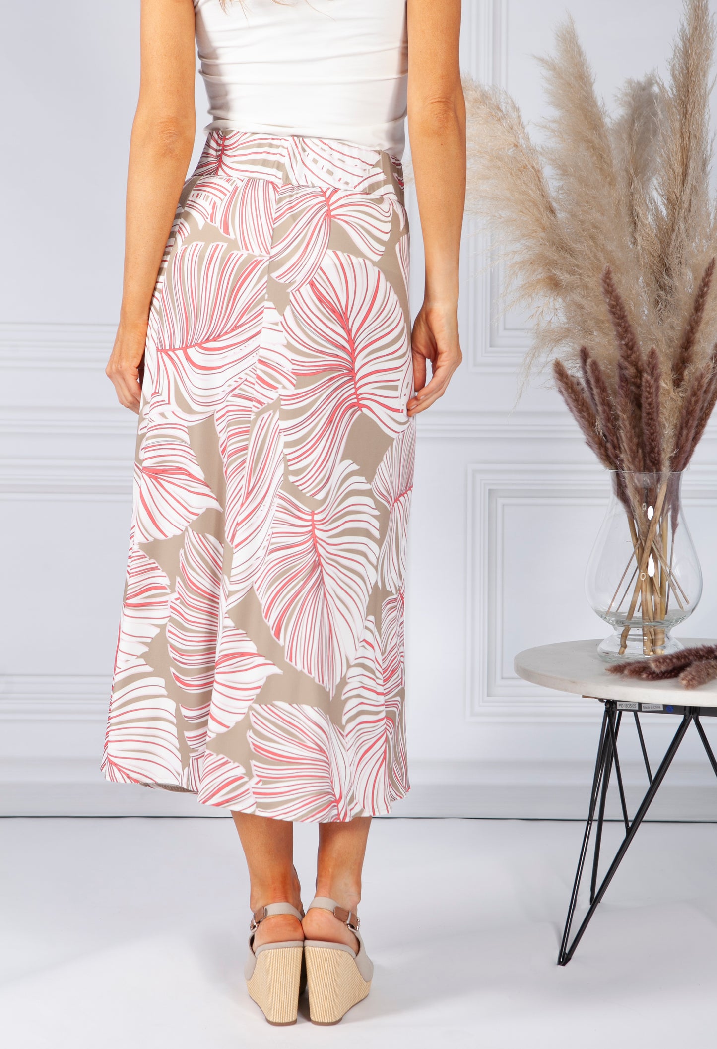 Tropical Leaf Print Skirt