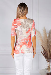 Tropical Stripe Coral Print Top