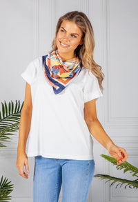 Navy Abstract Print Square Scarf