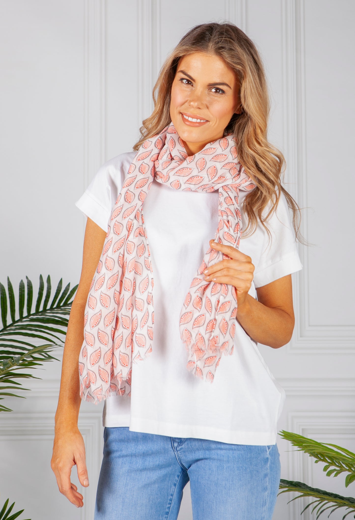 Pale Pink Printed Scarf