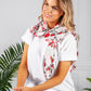 Red and White Leopard Print Scarf