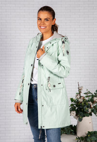 Turquoise Marine Raincoat with Soft Grey Lining